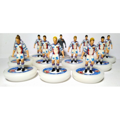 Subbuteo Andrew Table Soccer Yugoslavia 1990 World Cup Team away kit on RSB Professional bases